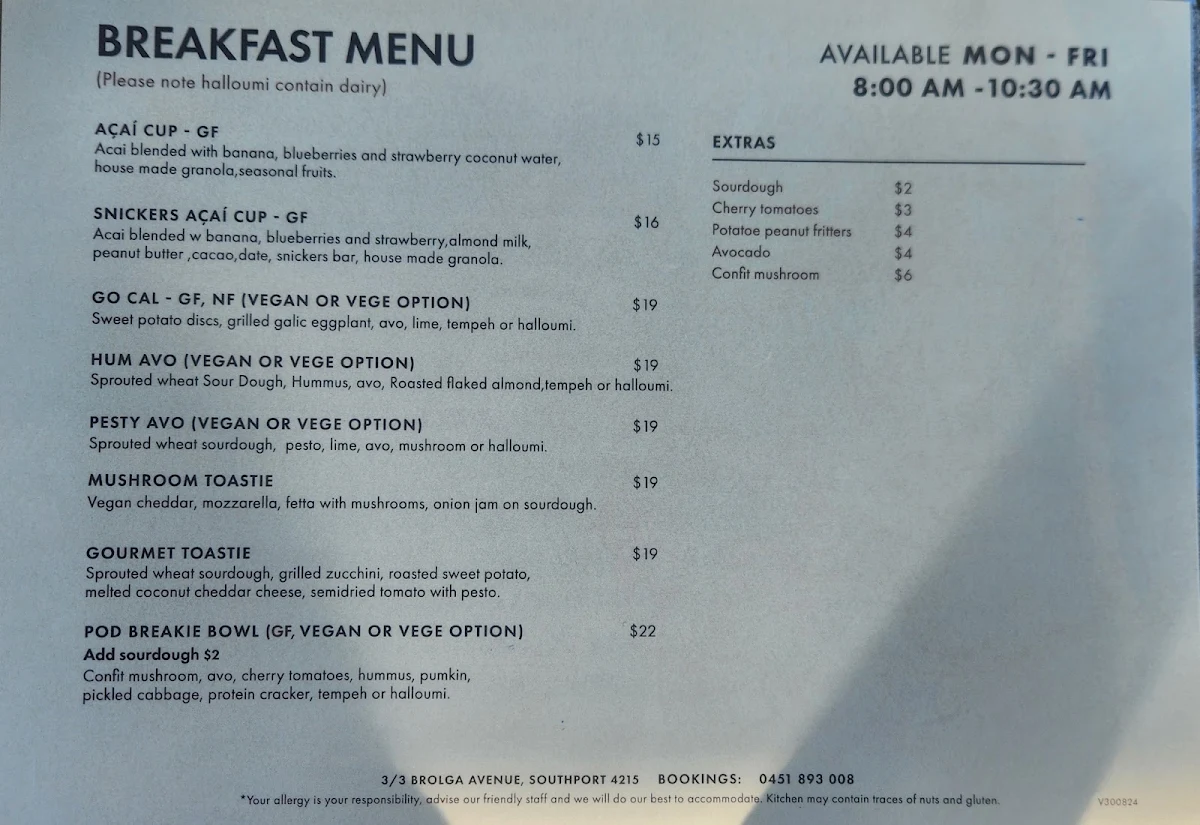 Menu, The Cardamom Pod