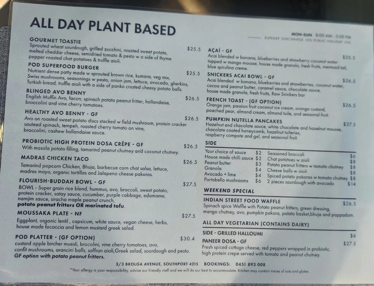 Menu, The Cardamom Pod