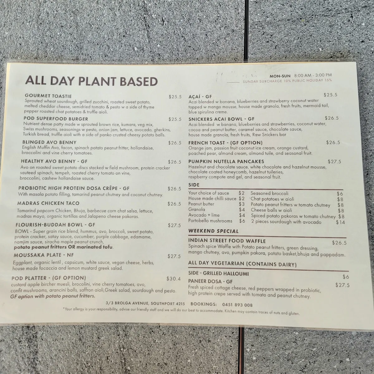 Menu, The Cardamom Pod
