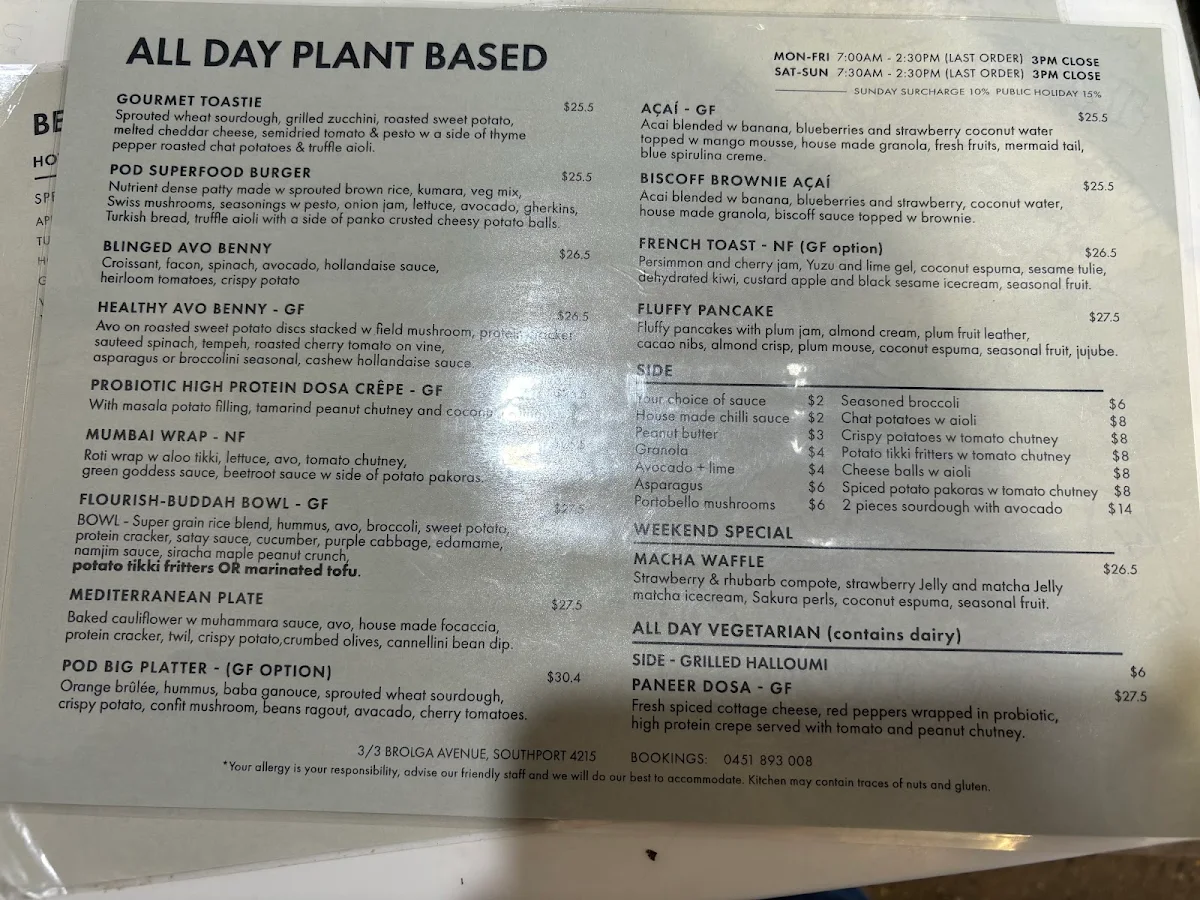 Menu, The Cardamom Pod