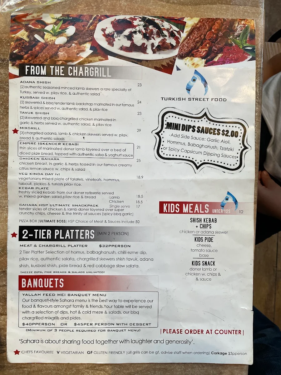 Menu, Sahara Street Food