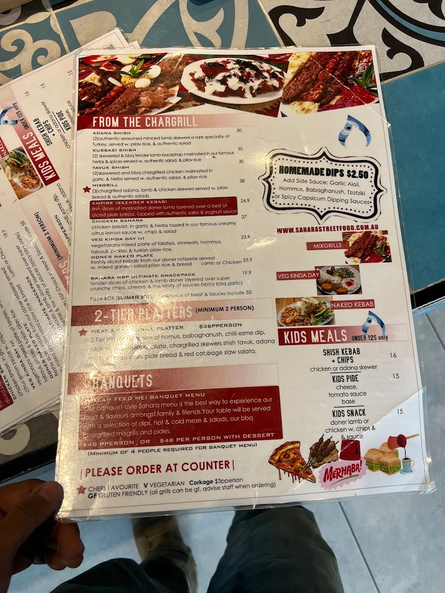 Menu, Sahara Street Food