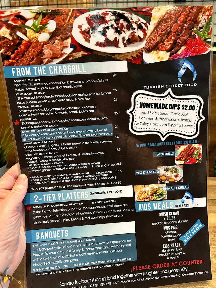 Menu, Sahara Street Food
