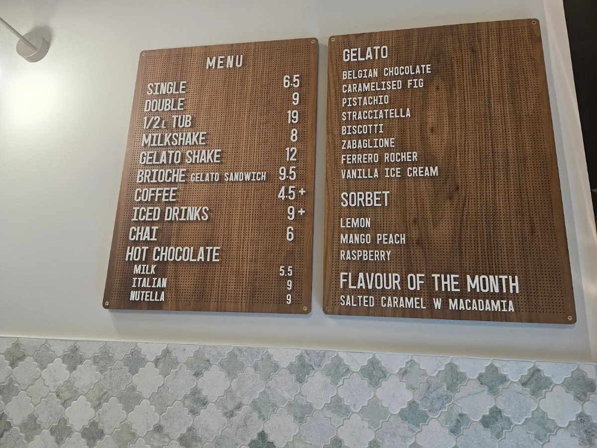 Menu, GIANNI'S GELATO