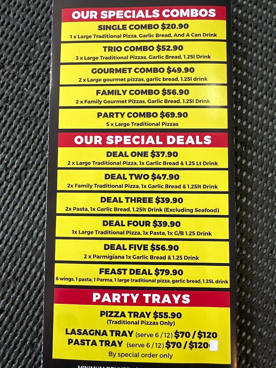 Menu, Four Season Pizza & Pasta