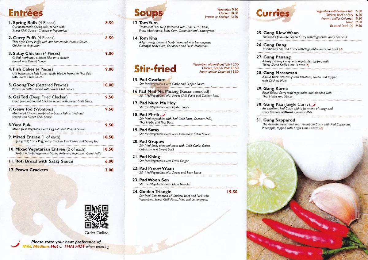 Menu, ARANI Thai Restaurant