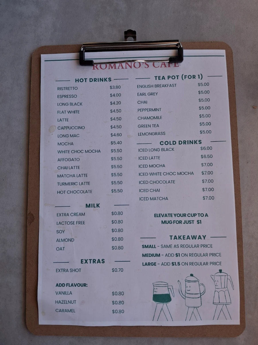 Menu, Romano's Pizzeria Baldivis