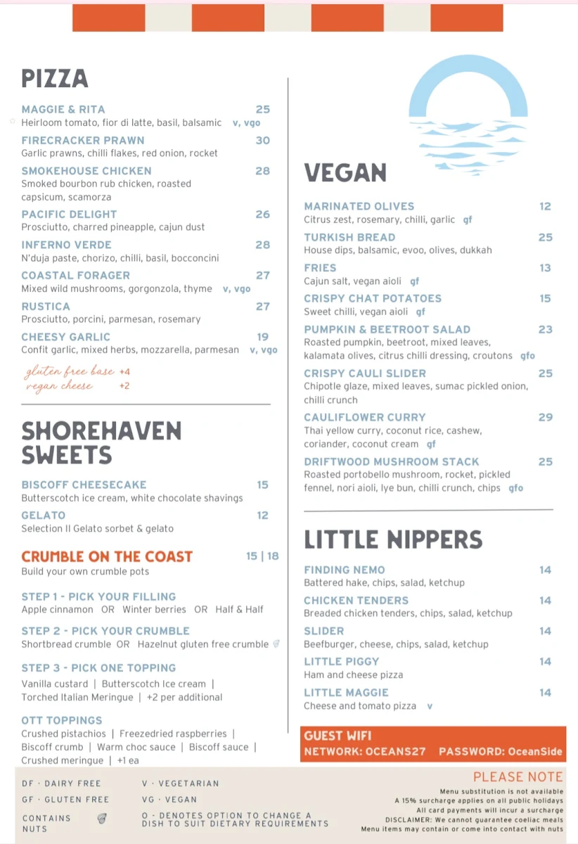 Menu, Oceans 27