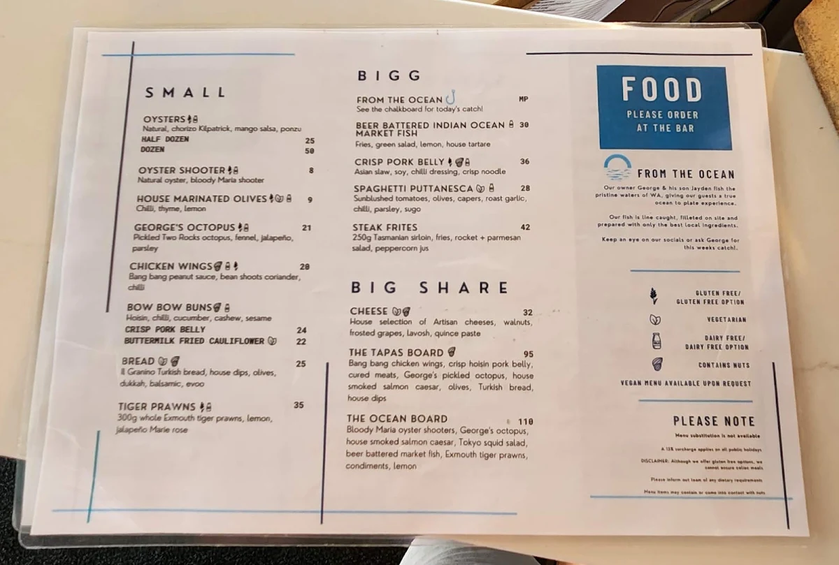 Menu, Oceans 27