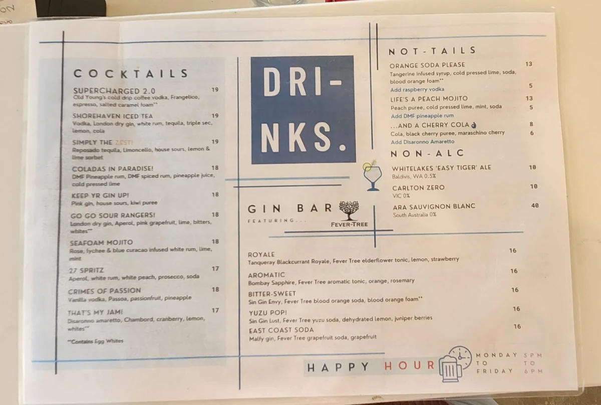 Menu, Oceans 27