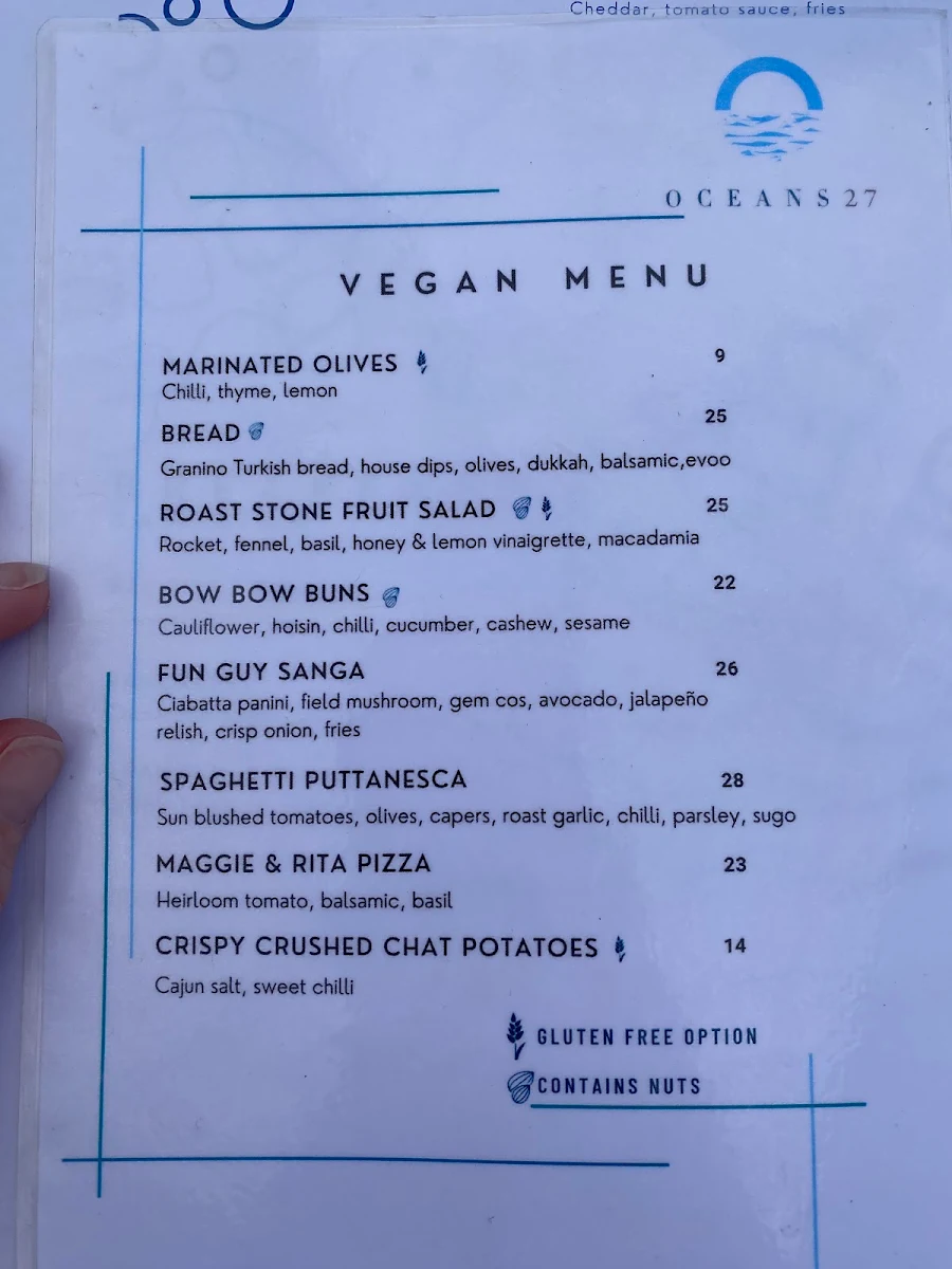 Menu, Oceans 27