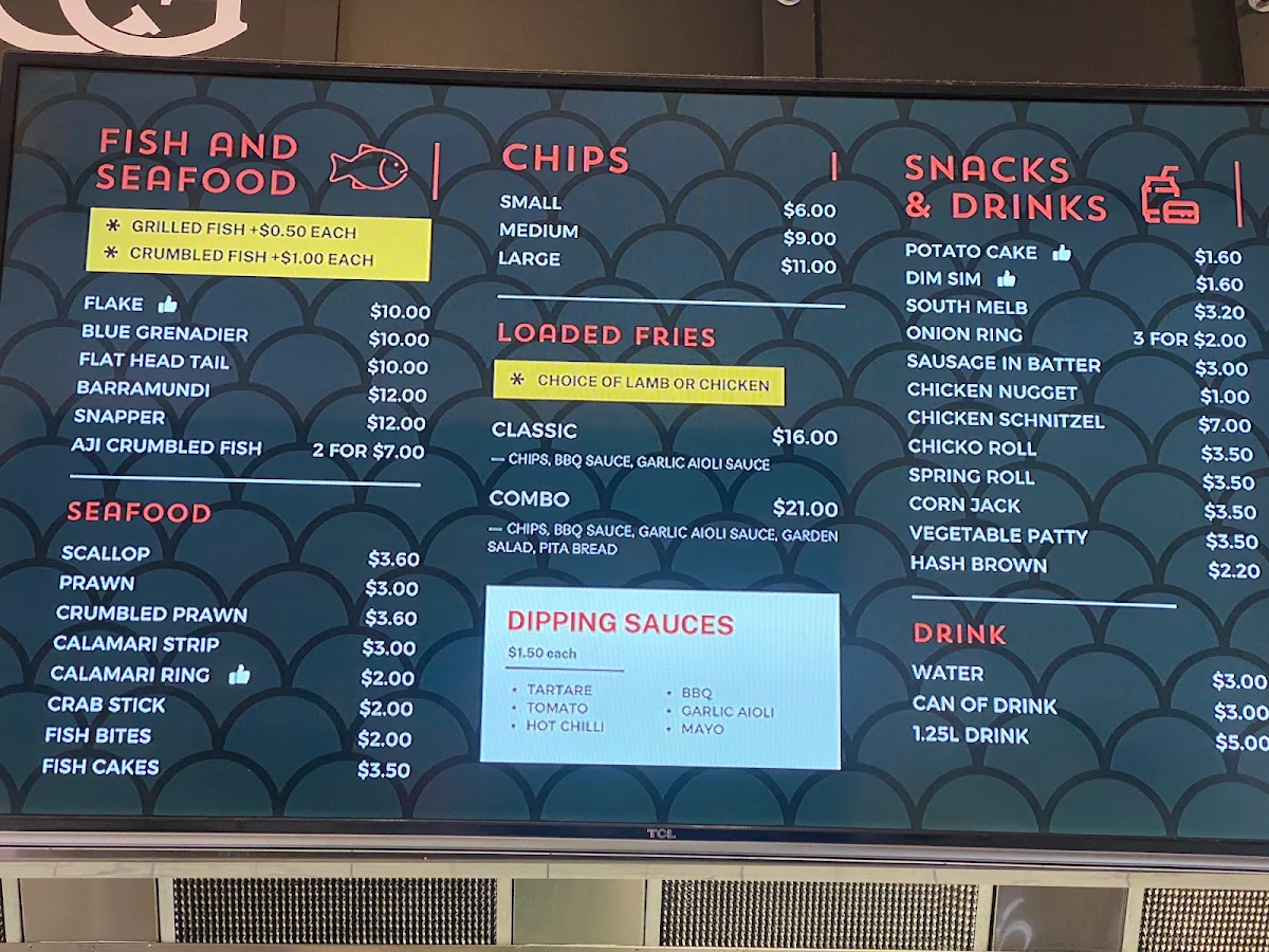 Menu, Surrey Hills Fish & Chips & Grill