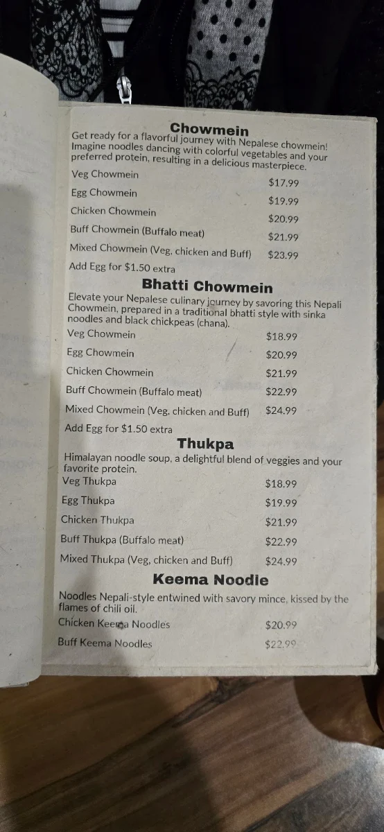 Menu, MOMO CHAA