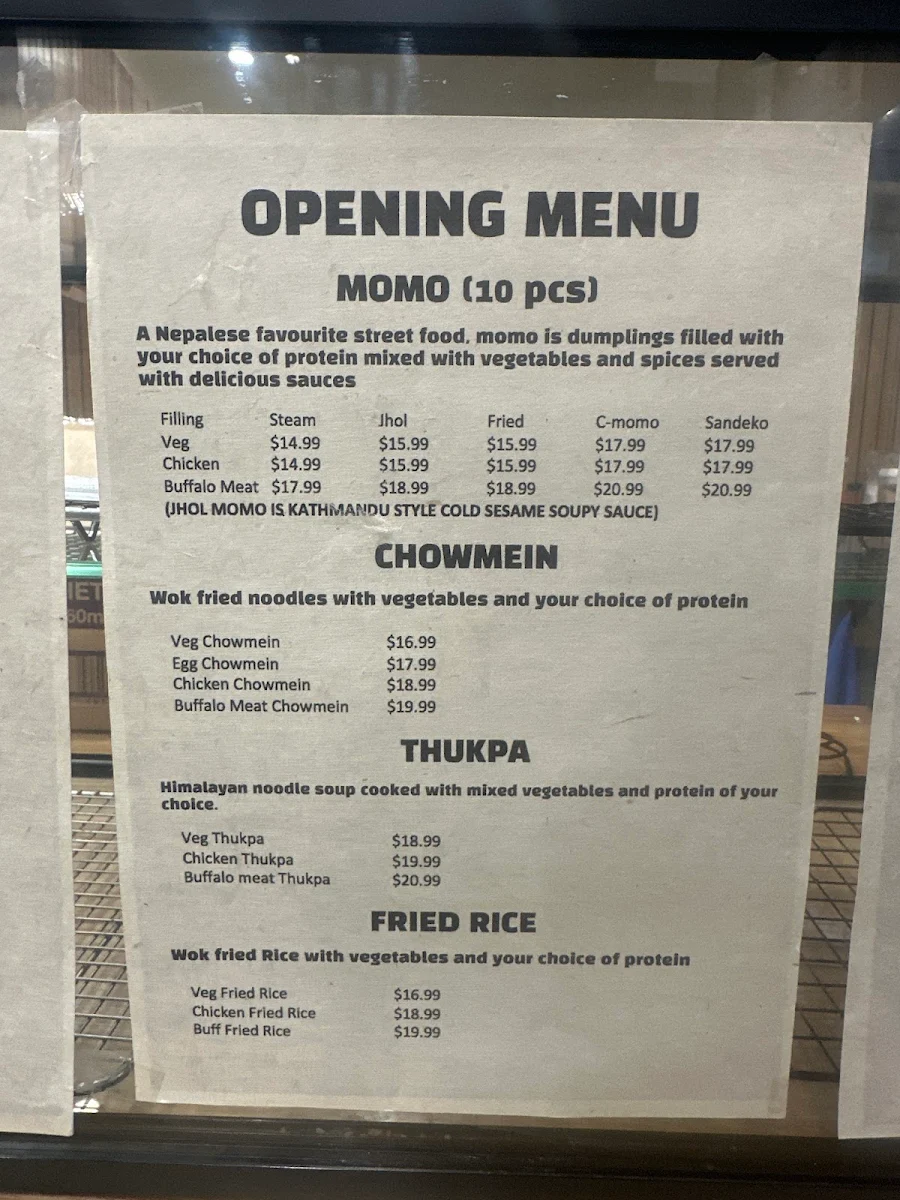 Menu, MOMO CHAA