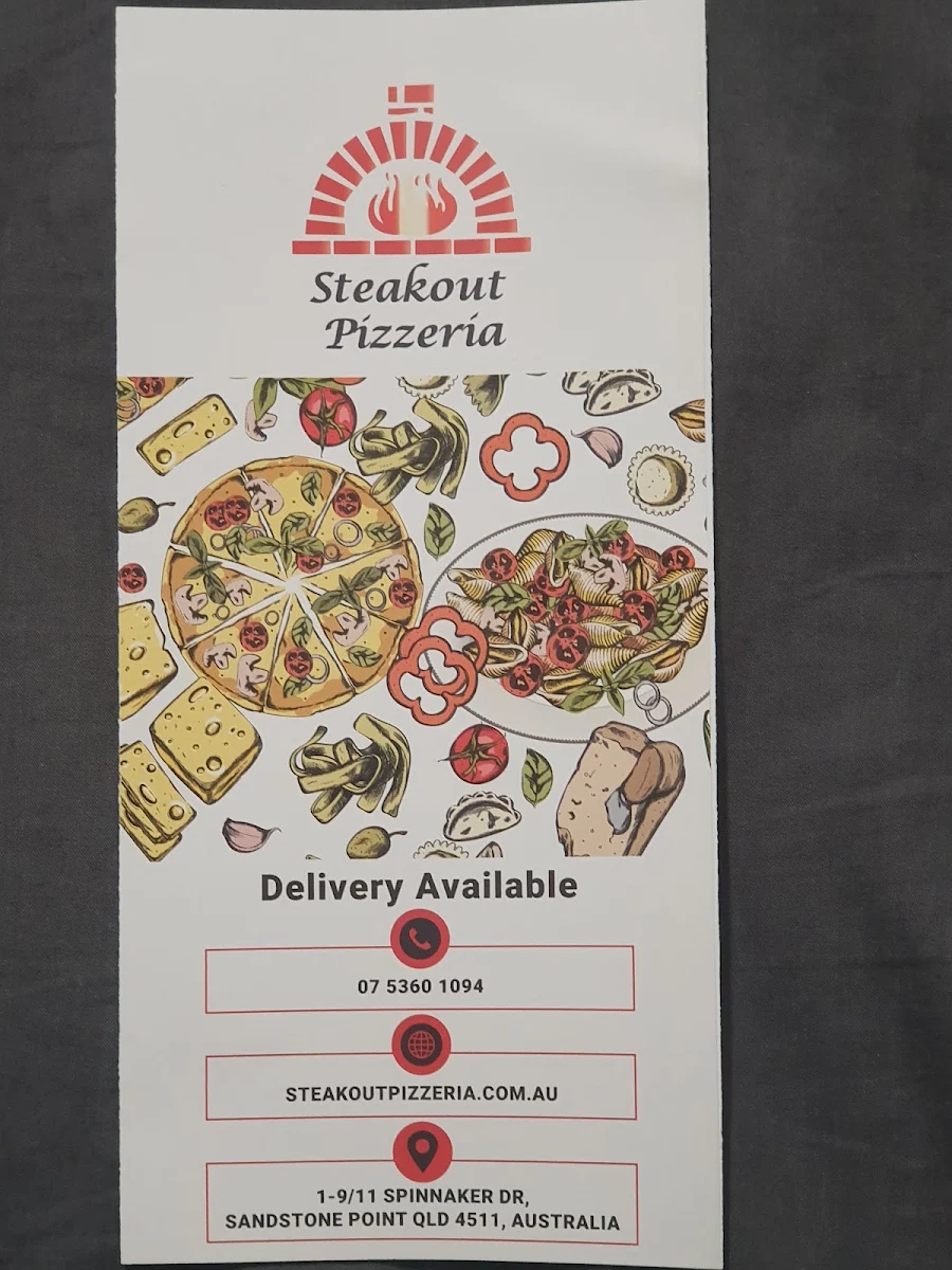 Menu, Steakout pizzeria - Pizza Italian Restaurant Sandstone Point
