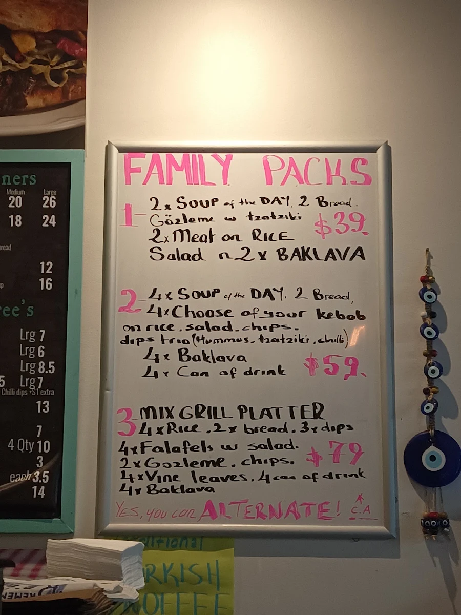 Menu, Likya Turkish Eatery