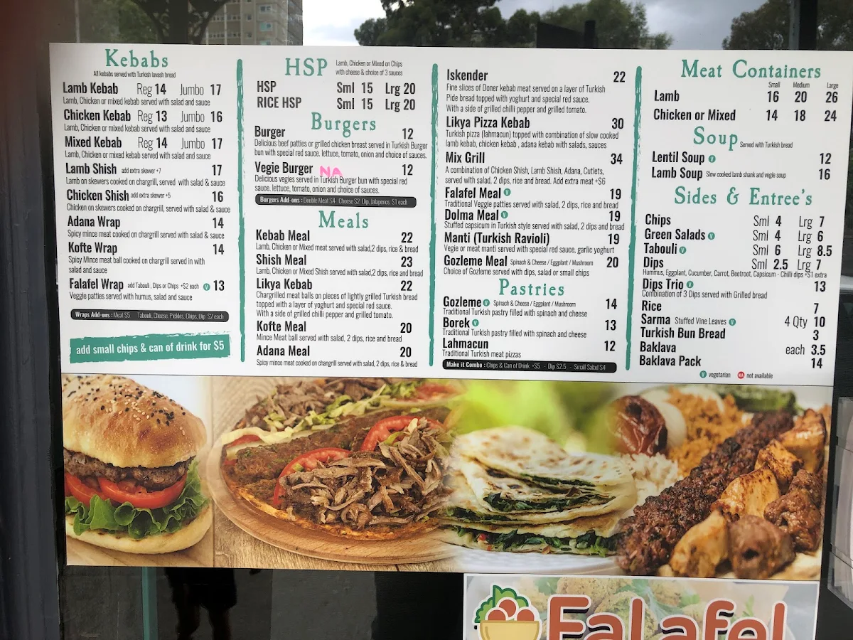 Menu, Likya Turkish Eatery