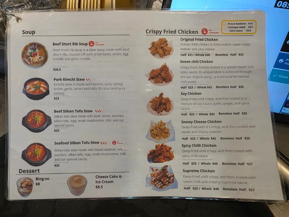 Menu, The Real Korean Restaurant