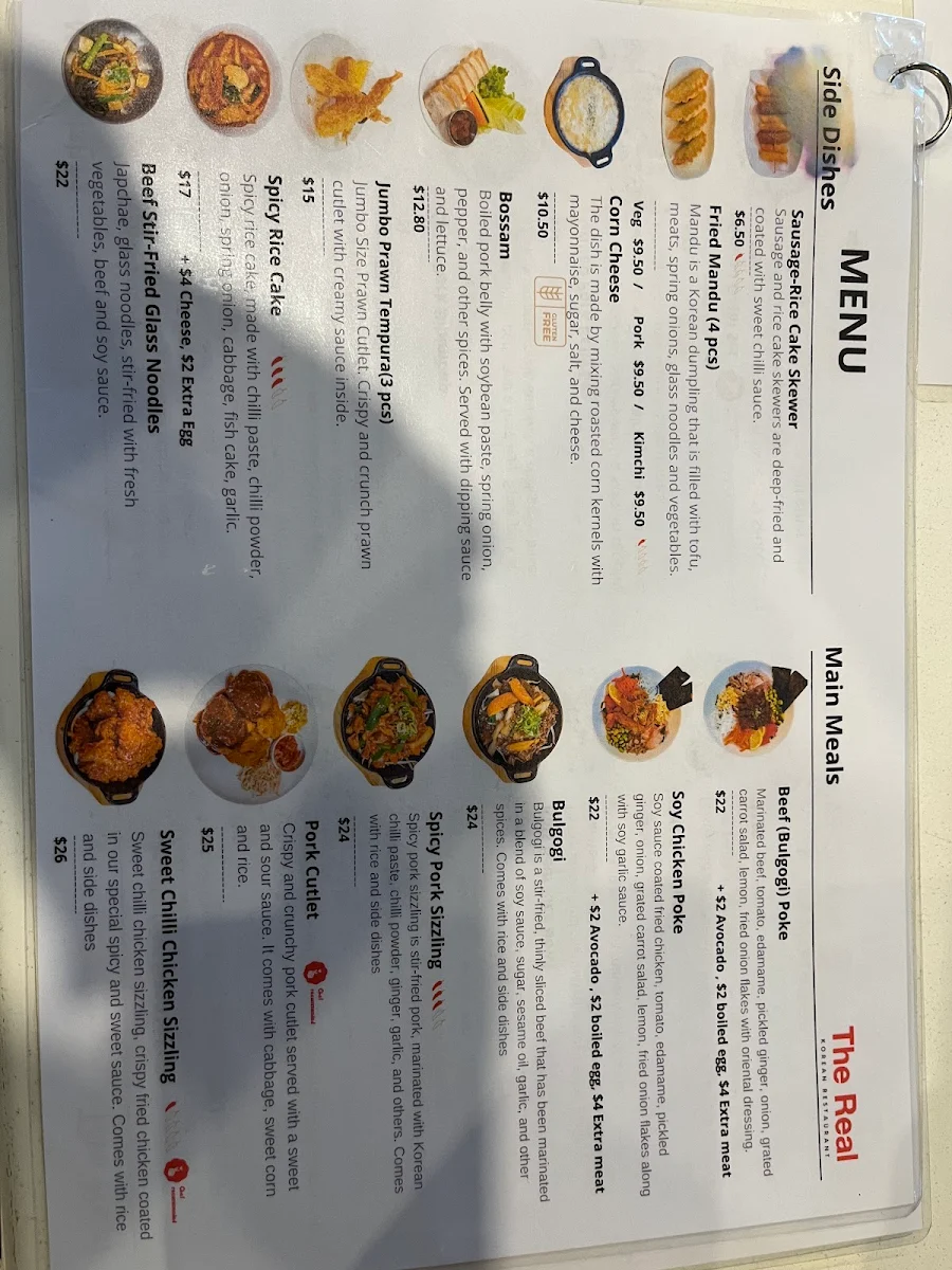 Menu, The Real Korean Restaurant