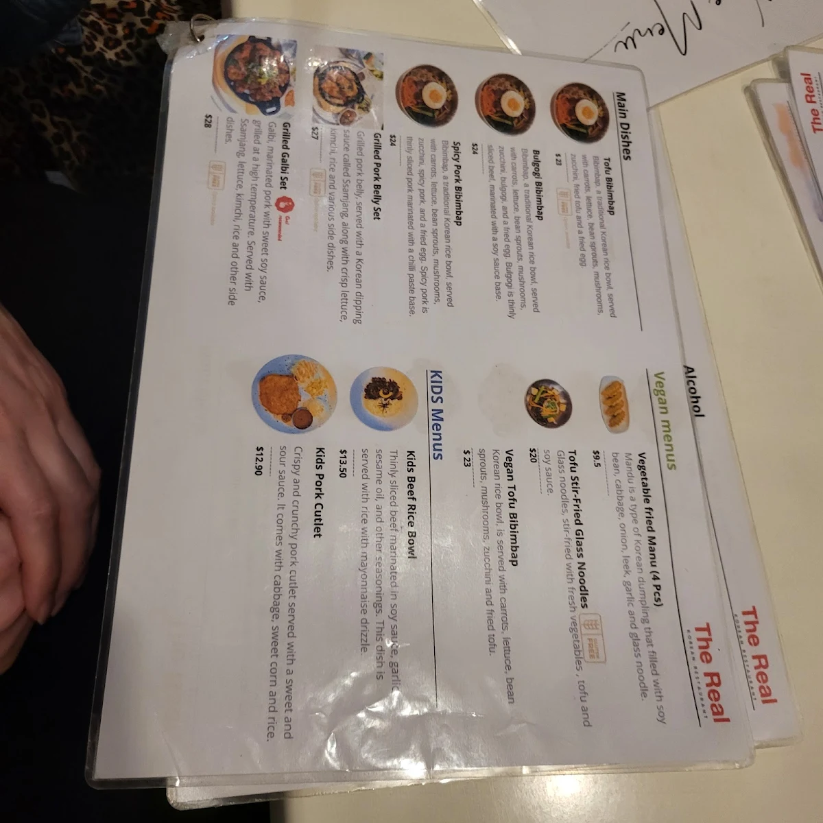 Menu, The Real Korean Restaurant