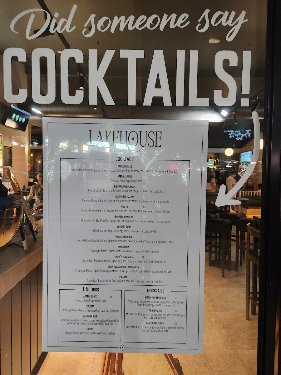 Menu, Lakehouse Victoria Point