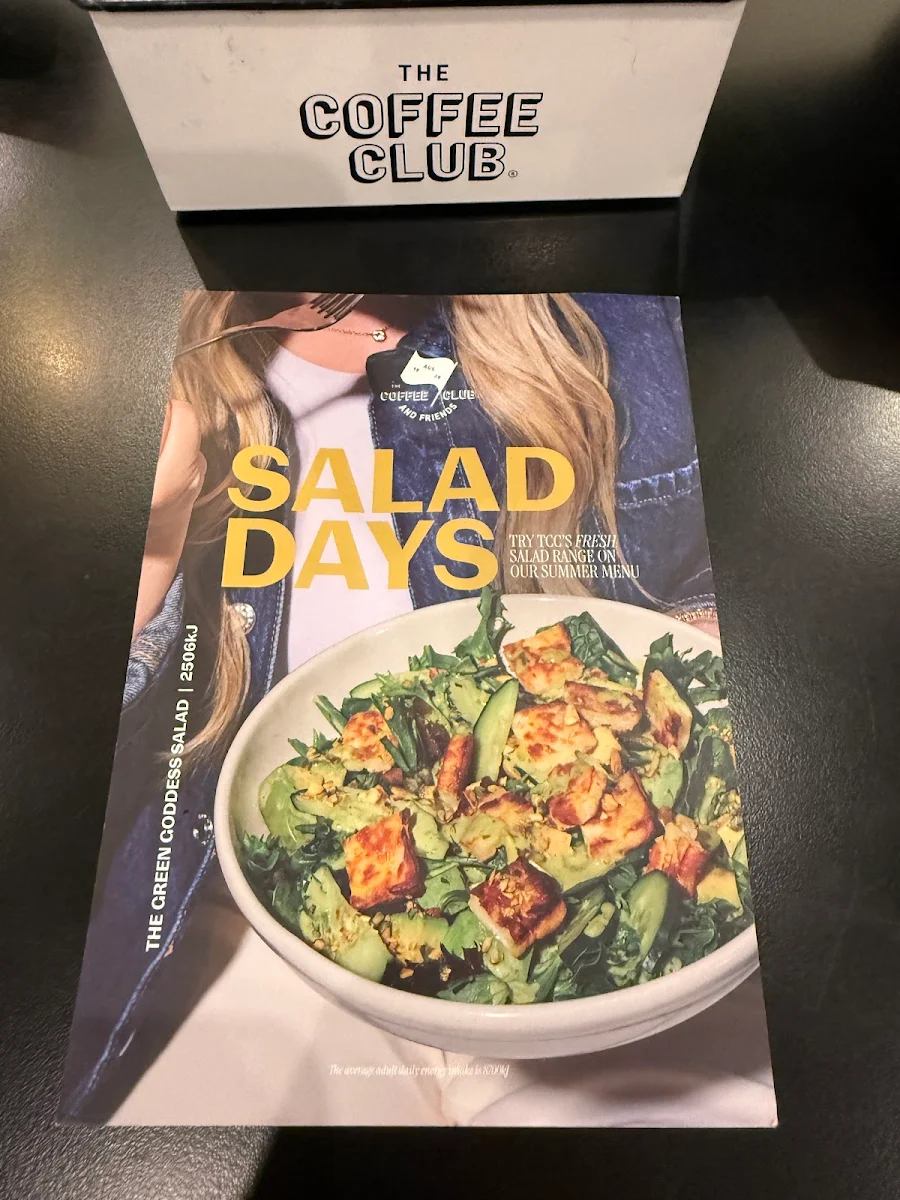 Menu, The Coffee Club Café - Mirrabooka