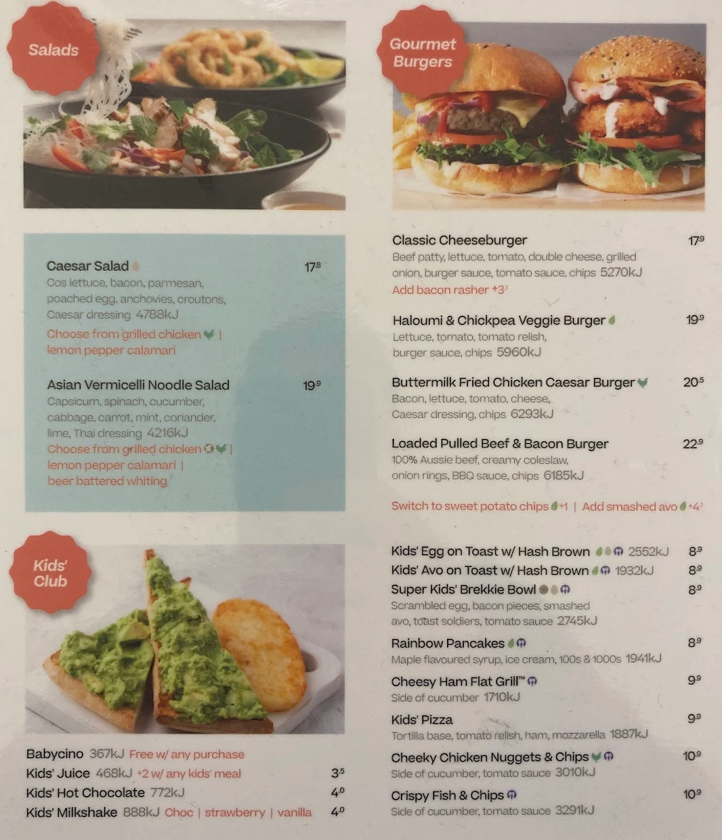 Menu, The Coffee Club Café - Mirrabooka