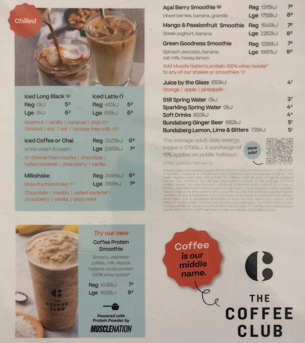 Menu, The Coffee Club Café - Mirrabooka