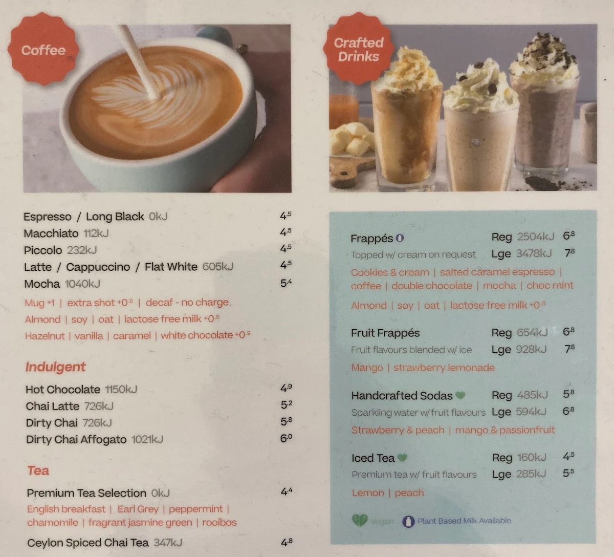 Menu, The Coffee Club Café - Mirrabooka
