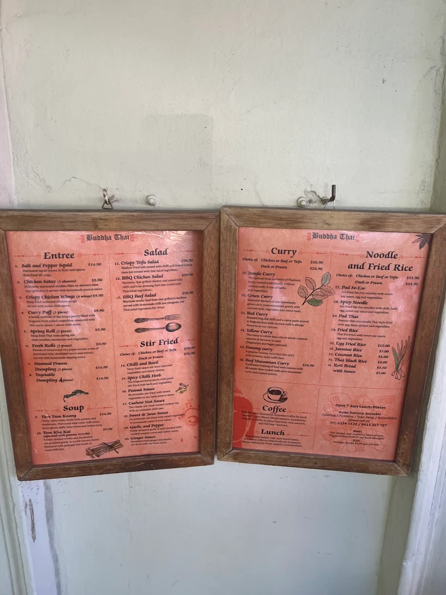Menu, Buddha Thai