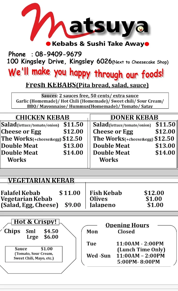 Menu, Matsuya
