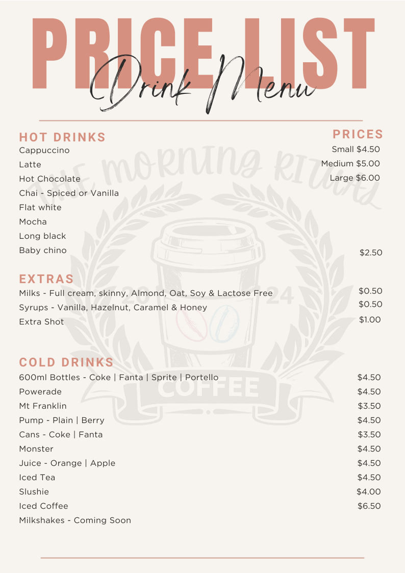 Menu, The Morning Ritual