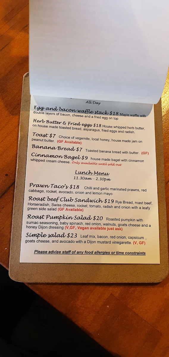 Menu, Simply D'Vine Cafe