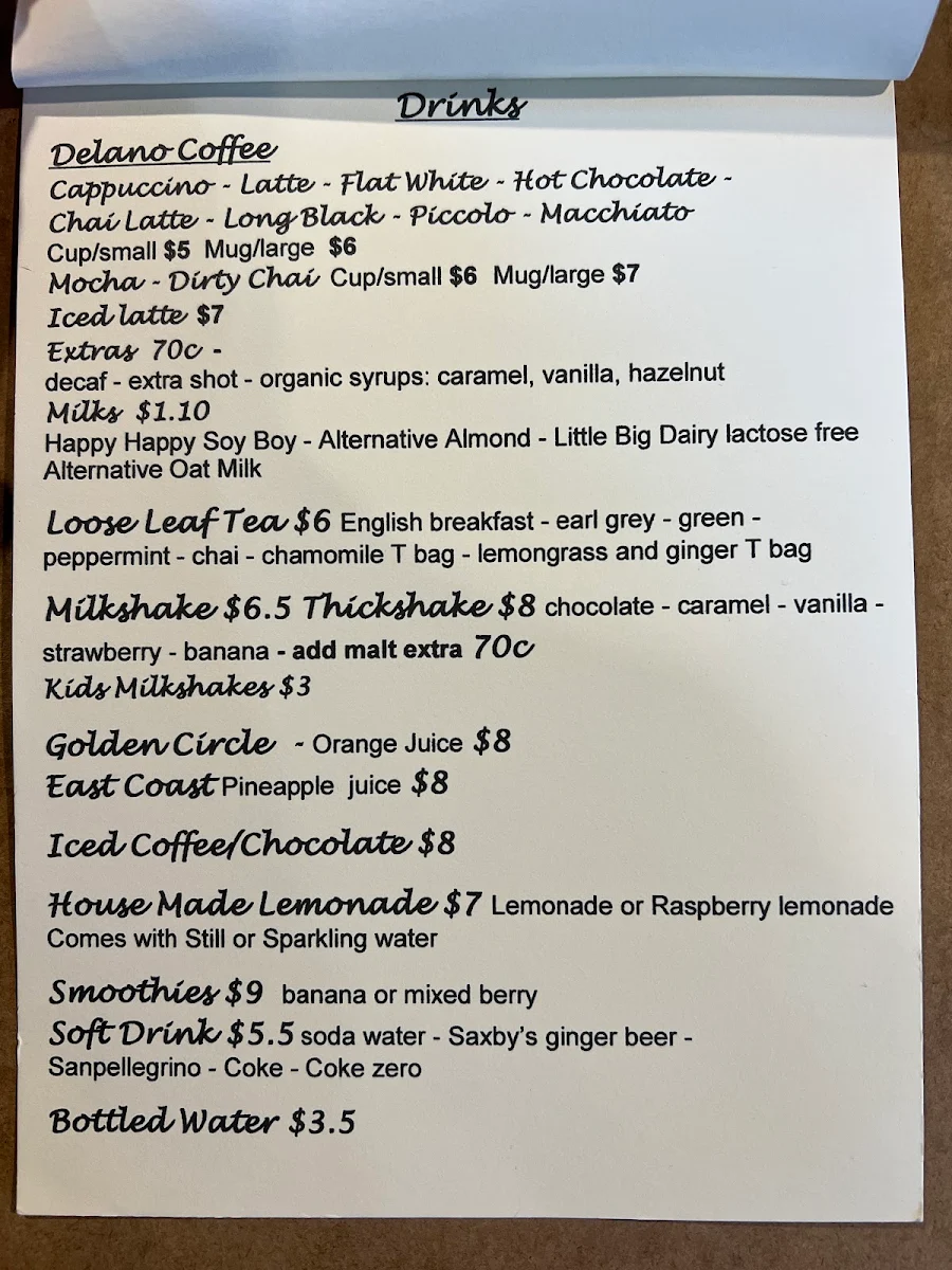 Menu, Simply D'Vine Cafe