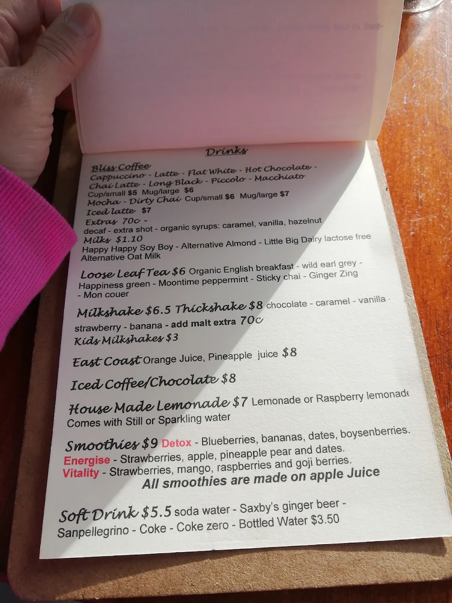 Menu, Simply D'Vine Cafe
