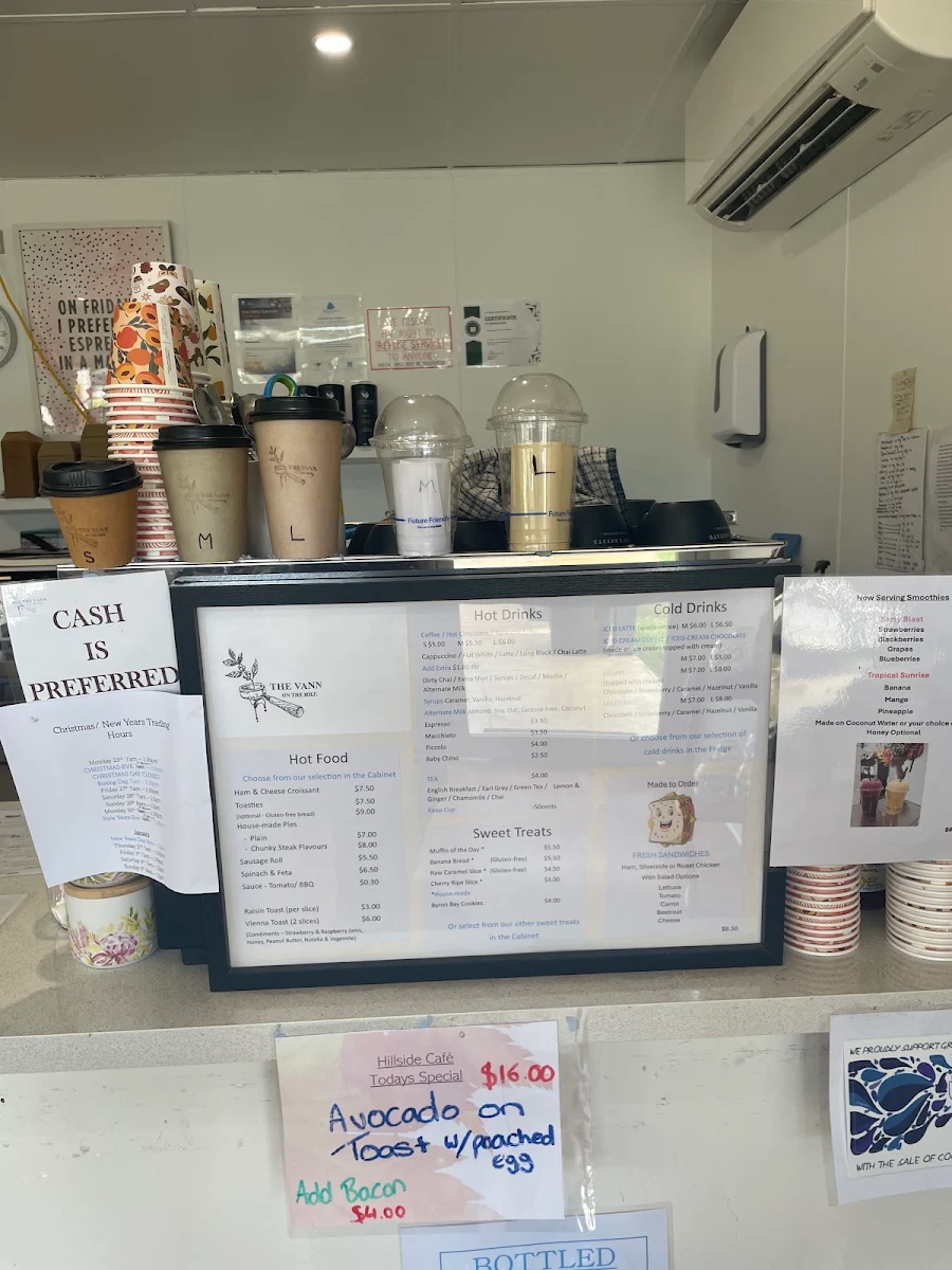 Menu, Hillside Cafe