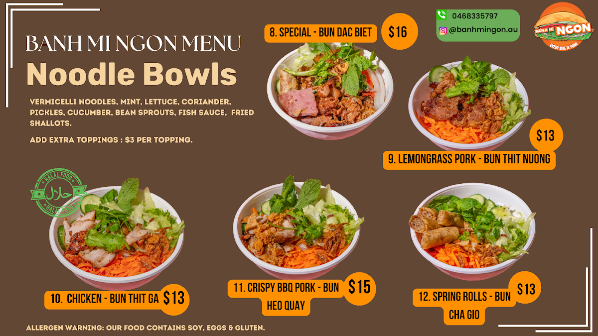 Menu, Banh Mì Ngon Lidcombe