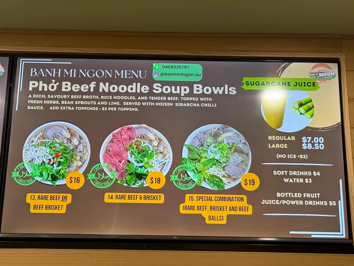Menu, Banh Mì Ngon Lidcombe