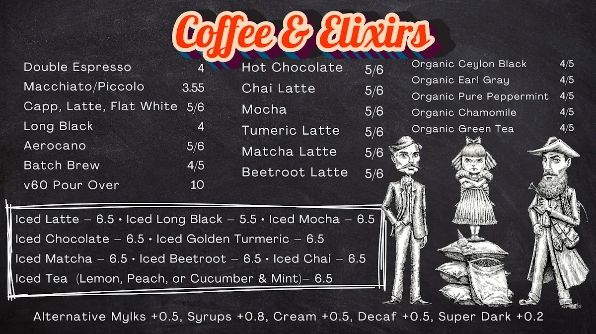 Menu, Walcha Coffee