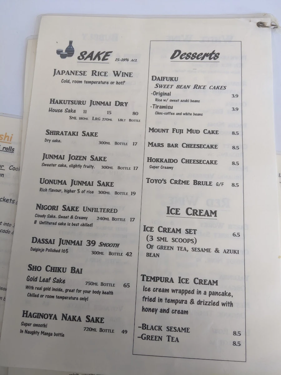 Menu, Sushi Yah-man
