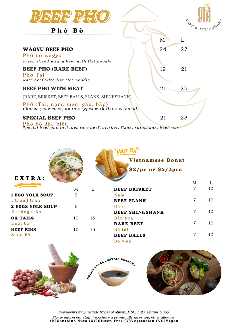 Menu, GIA Cafe & Restaurant