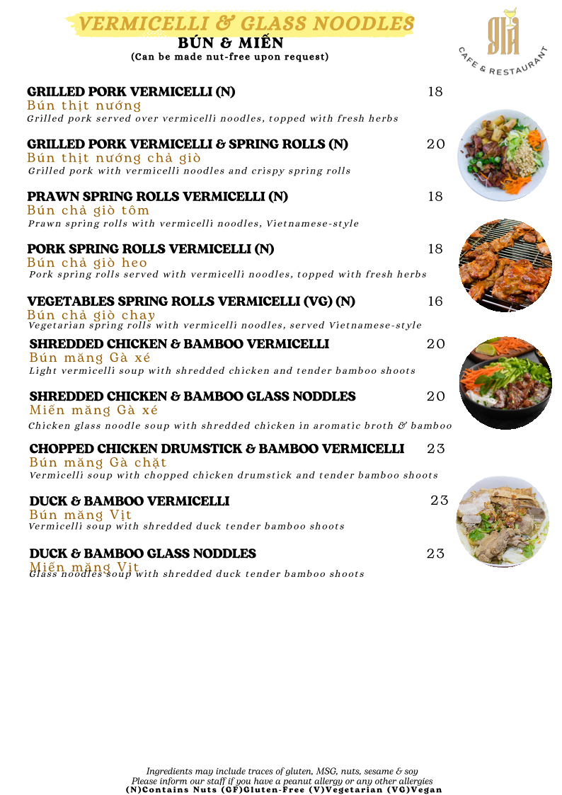 Menu, GIA Cafe & Restaurant