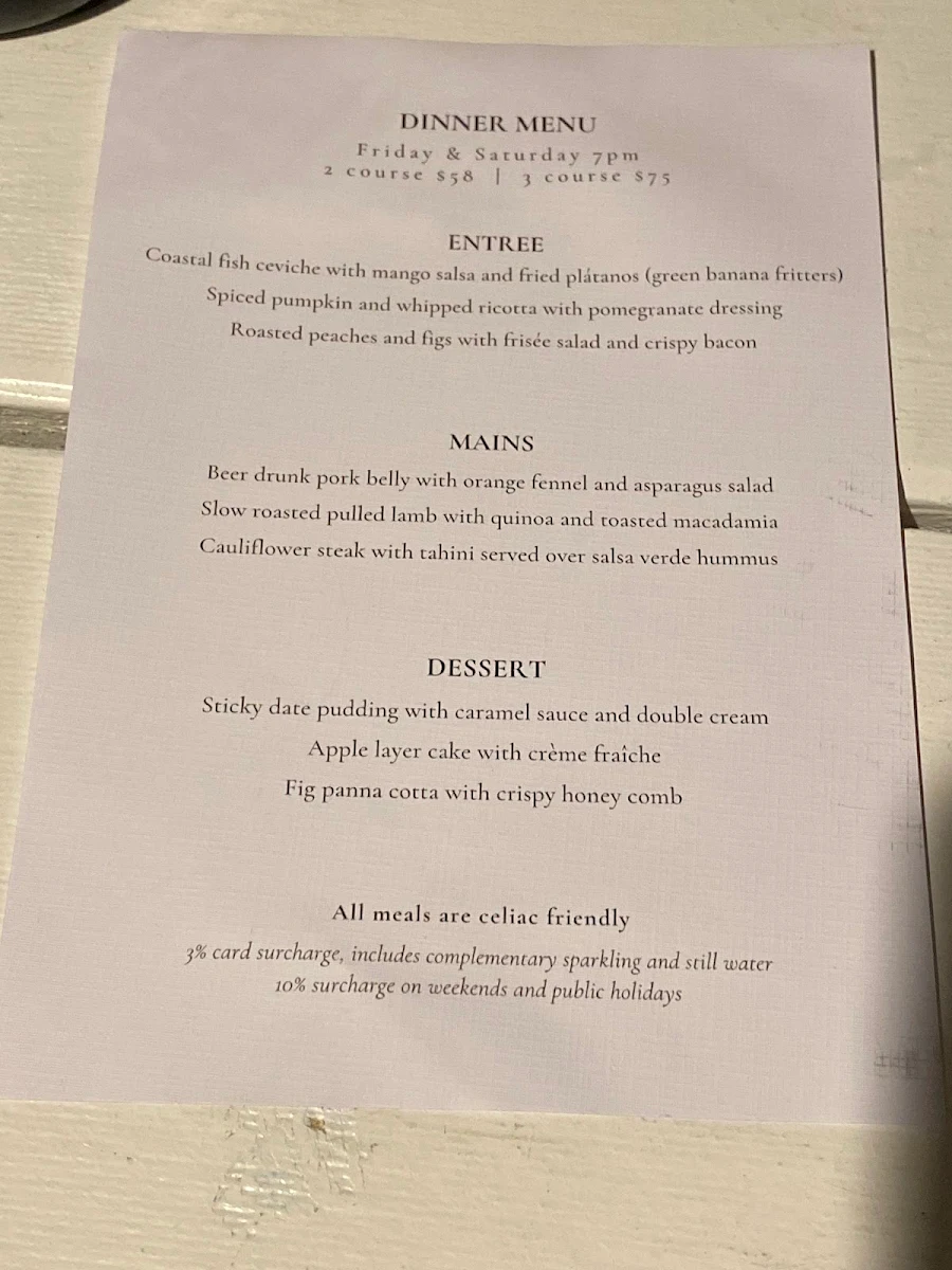 Menu, Aqua Kitchen and Bar