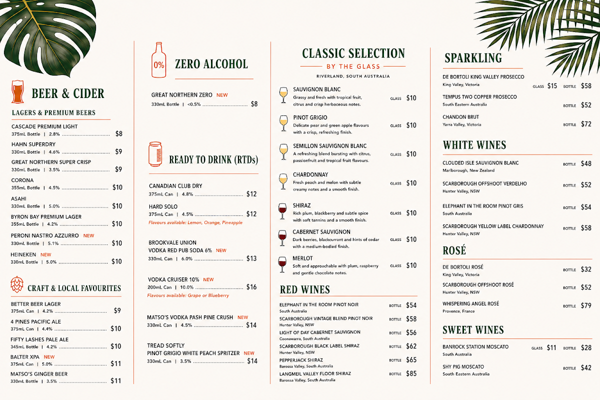 Menu, Table 92