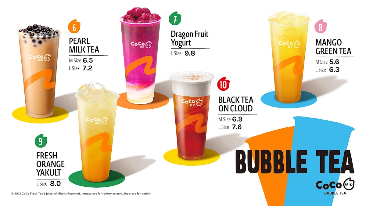Menu, CoCo Bubble Tea（Glen Waverley）
