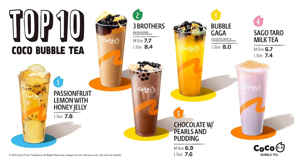 Menu, CoCo Bubble Tea（Glen Waverley）