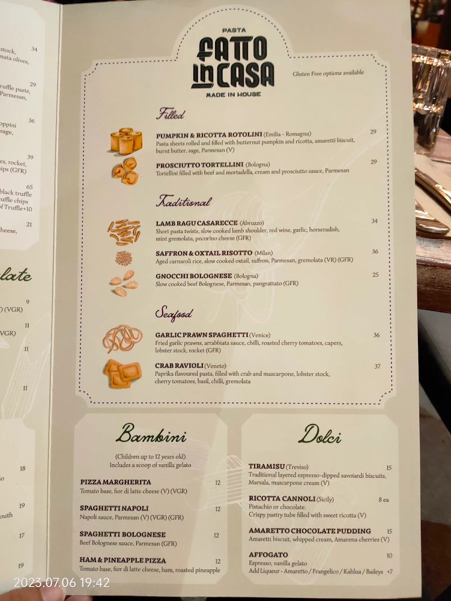 Menu, Italian Street Kitchen Parramatta
