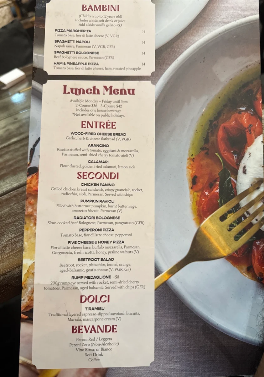 Menu, Italian Street Kitchen Parramatta