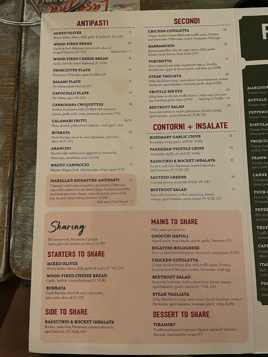 Menu, Italian Street Kitchen Parramatta