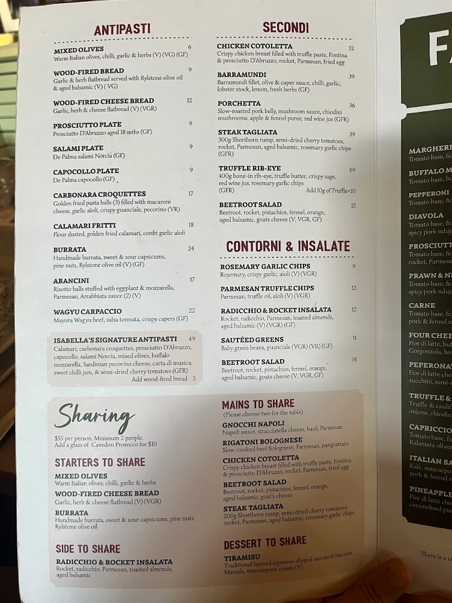Menu, Italian Street Kitchen Parramatta